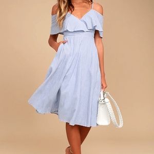 Lulus Blue Off the shoulder midi dress